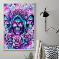 Flower Skull Angel Canvas Wall Art Stuck Between IDK IDC and IDGAF - Wonder Print Shop
