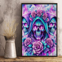 Flower Skull Angel Canvas Wall Art Stuck Between IDK IDC and IDGAF - Wonder Print Shop