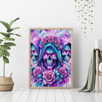 Flower Skull Angel Canvas Wall Art Stuck Between IDK IDC and IDGAF - Wonder Print Shop