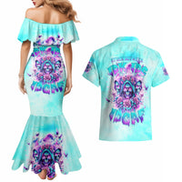 Flower Skull Angel Couples Matching Mermaid Dress and Hawaiian Shirt Stuck Between IDK IDC and IDGAF - Wonder Print Shop