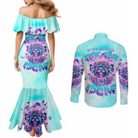 Flower Skull Angel Couples Matching Mermaid Dress and Long Sleeve Button Shirt Stuck Between IDK IDC and IDGAF