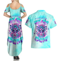 Flower Skull Angel Couples Matching Summer Maxi Dress and Hawaiian Shirt Stuck Between IDK IDC and IDGAF - Wonder Print Shop