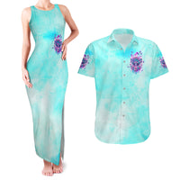 Flower Skull Angel Couples Matching Tank Maxi Dress and Hawaiian Shirt Stuck Between IDK IDC and IDGAF - Wonder Print Shop