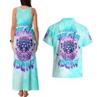 Flower Skull Angel Couples Matching Tank Maxi Dress and Hawaiian Shirt Stuck Between IDK IDC and IDGAF - Wonder Print Shop