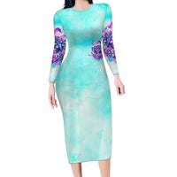 Flower Skull Angel Family Matching Long Sleeve Bodycon Dress and Hawaiian Shirt Stuck Between IDK IDC and IDGAF - Wonder Print Shop