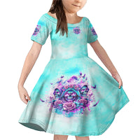 Flower Skull Angel Family Matching Mermaid Dress and Hawaiian Shirt Stuck Between IDK IDC and IDGAF - Wonder Print Shop