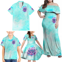 Flower Skull Angel Family Matching Off Shoulder Maxi Dress and Hawaiian Shirt Stuck Between IDK IDC and IDGAF - Wonder Print Shop