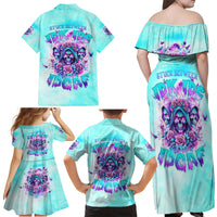 Flower Skull Angel Family Matching Off Shoulder Maxi Dress and Hawaiian Shirt Stuck Between IDK IDC and IDGAF - Wonder Print Shop