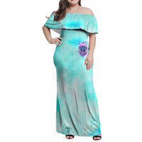 Flower Skull Angel Family Matching Off Shoulder Maxi Dress and Hawaiian Shirt Stuck Between IDK IDC and IDGAF - Wonder Print Shop