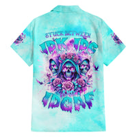 Flower Skull Angel Family Matching Puletasi and Hawaiian Shirt Stuck Between IDK IDC and IDGAF - Wonder Print Shop