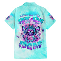 Flower Skull Angel Hawaiian Shirt Stuck Between IDK IDC and IDGAF - Wonder Print Shop