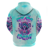 Flower Skull Angel Hoodie Stuck Between IDK IDC and IDGAF - Wonder Print Shop