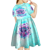 Flower Skull Angel Kid Short Sleeve Dress Stuck Between IDK IDC and IDGAF - Wonder Print Shop