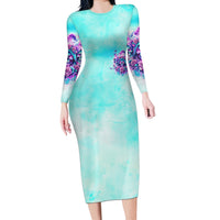 Flower Skull Angel Long Sleeve Bodycon Dress Stuck Between IDK IDC and IDGAF - Wonder Print Shop