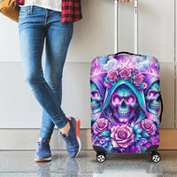 Flower Skull Angel Luggage Cover Stuck Between IDK IDC and IDGAF - Wonder Print Shop