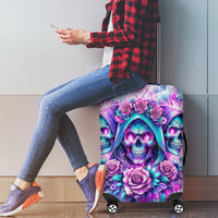 Flower Skull Angel Luggage Cover Stuck Between IDK IDC and IDGAF - Wonder Print Shop