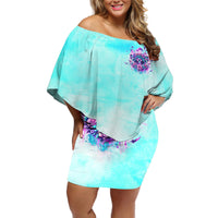 Flower Skull Angel Off Shoulder Short Dress Stuck Between IDK IDC and IDGAF - Wonder Print Shop