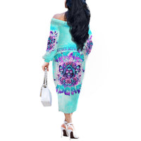 Flower Skull Angel Off The Shoulder Long Sleeve Dress Stuck Between IDK IDC and IDGAF - Wonder Print Shop