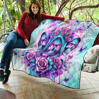 Flower Skull Angel Quilt Stuck Between IDK IDC and IDGAF - Wonder Print Shop