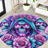 Flower Skull Angel Round Carpet Stuck Between IDK IDC and IDGAF