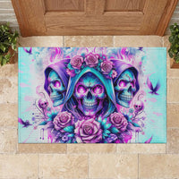 Flower Skull Angel Rubber Doormat Stuck Between IDK IDC and IDGAF - Wonder Print Shop