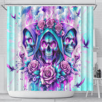 Flower Skull Angel Shower Curtain Stuck Between IDK IDC and IDGAF