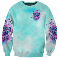 Flower Skull Angel Sweatshirt Stuck Between IDK IDC and IDGAF - Wonder Print Shop