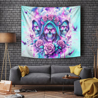 Flower Skull Angel Tapestry Stuck Between IDK IDC and IDGAF - Wonder Print Shop