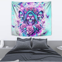 Flower Skull Angel Tapestry Stuck Between IDK IDC and IDGAF - Wonder Print Shop