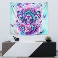 Flower Skull Angel Tapestry Stuck Between IDK IDC and IDGAF - Wonder Print Shop