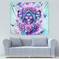 Flower Skull Angel Tapestry Stuck Between IDK IDC and IDGAF - Wonder Print Shop