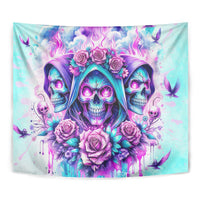 Flower Skull Angel Tapestry Stuck Between IDK IDC and IDGAF - Wonder Print Shop
