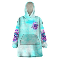 Flower Skull Angel Wearable Blanket Hoodie Stuck Between IDK IDC and IDGAF - Wonder Print Shop