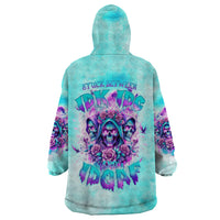Flower Skull Angel Wearable Blanket Hoodie Stuck Between IDK IDC and IDGAF - Wonder Print Shop