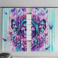 Flower Skull Angel Window Curtain Stuck Between IDK IDC and IDGAF - Wonder Print Shop