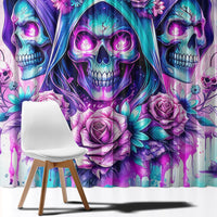 Flower Skull Angel Window Curtain Stuck Between IDK IDC and IDGAF - Wonder Print Shop