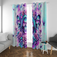Flower Skull Angel Window Curtain Stuck Between IDK IDC and IDGAF - Wonder Print Shop