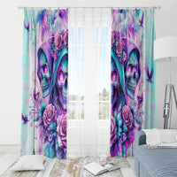 Flower Skull Angel Window Curtain Stuck Between IDK IDC and IDGAF - Wonder Print Shop