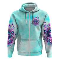 Flower Skull Angel Zip Hoodie Stuck Between IDK IDC and IDGAF - Wonder Print Shop