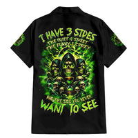 Flame Skull Family Matching Mermaid Dress and Hawaiian Shirt I Have 3 Sides Quite Sweet Funny Crazy - Wonder Print Shop