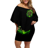 Flame Skull Family Matching Off Shoulder Short Dress and Hawaiian Shirt I Have 3 Sides Quite Sweet Funny Crazy - Wonder Print Shop