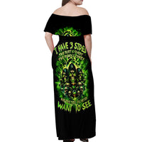 Flame Skull Off Shoulder Maxi Dress I Have 3 Sides Quite Sweet Funny Crazy - Wonder Print Shop