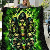 Flame Skull Quilt I Have 3 Sides Quite Sweet Funny Crazy - Wonder Print Shop