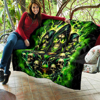 Flame Skull Quilt I Have 3 Sides Quite Sweet Funny Crazy - Wonder Print Shop