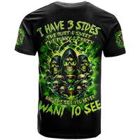 Flame Skull T Shirt I Have 3 Sides Quite Sweet Funny Crazy - Wonder Print Shop