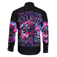 Flame Skull Family Matching Short Sleeve Bodycon Dress and Hawaiian Shirt The Good Girl In Me Got Tired Of The Bullshit - Wonder Print Shop