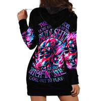 Flame Skull Hoodie Dress The Good Girl In Me Got Tired Of The Bullshit - Wonder Print Shop
