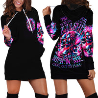 Flame Skull Hoodie Dress The Good Girl In Me Got Tired Of The Bullshit - Wonder Print Shop