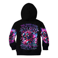 Flame Skull Kid Hoodie The Good Girl In Me Got Tired Of The Bullshit - Wonder Print Shop