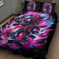 Flame Skull Quilt Bed Set The Good Girl In Me Got Tired Of The Bullshit - Wonder Print Shop
